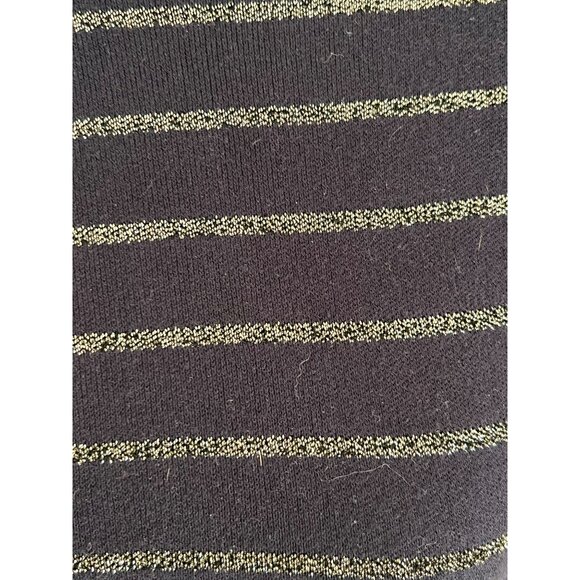 Vintage Saks Fifth Avenue  Navy Blue Metallic Stripes Crewneck Sweater Medium 80 - Picture 4 of 9